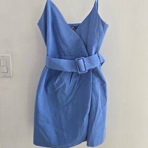 Zara Blue Belted Mini Dress